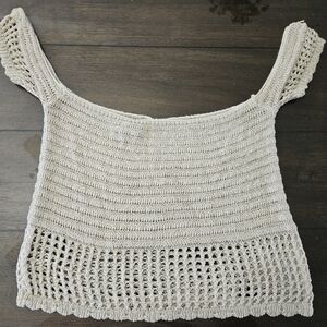 Pre-loved Cropped Women's Charlotte Russe Cream Crochet Blouse